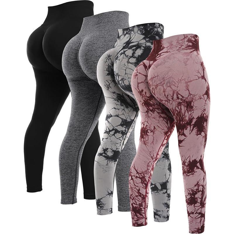 4 Piece Butt Lifting Workout Leggings for Women Seams Gym 430