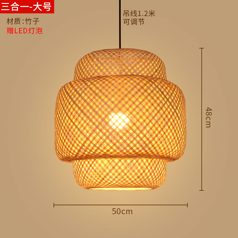Bamboo woven lanterns and pendant lights, new Chinese style, bamboo art lights for restaurants and shops, commercial use 599