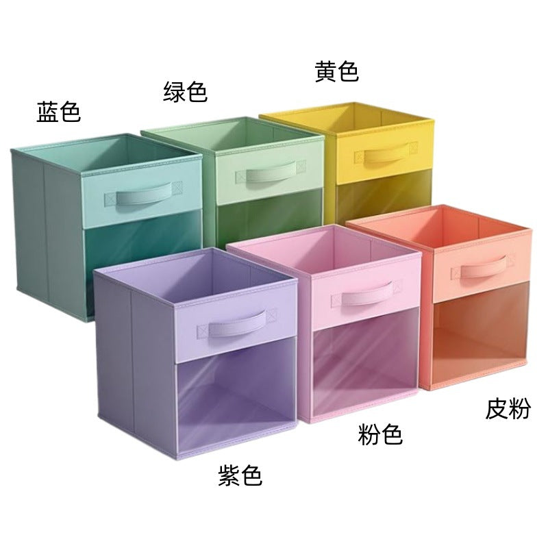 Foldable fabric storage box with handle, wardrobe drawer-style, square, lidless fabric storage box for clothes and miscellaneous items 613
