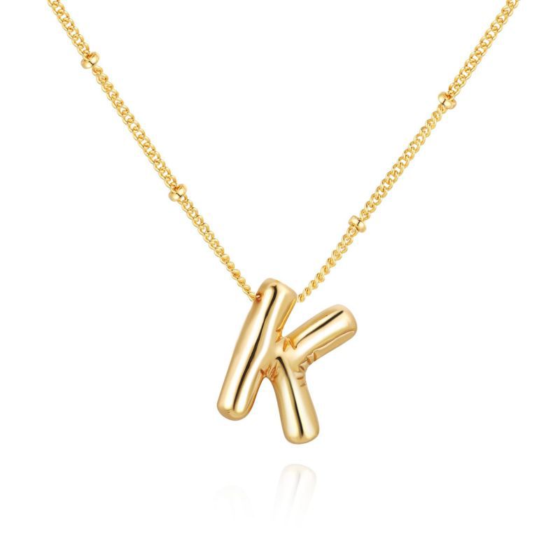 26 letter necklace stainless steel chubby bubble letter English necklace 263