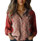 Women's shirt top V-neck printed shirt 082