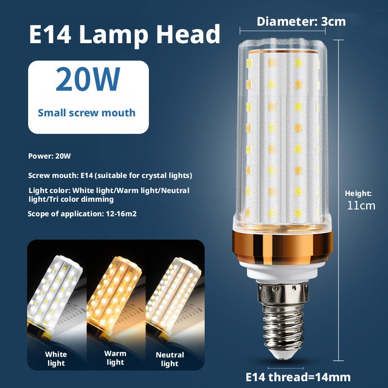 LED bulb screw energy-saving corn lamp super bright household E27E14 crystal pendant light 549