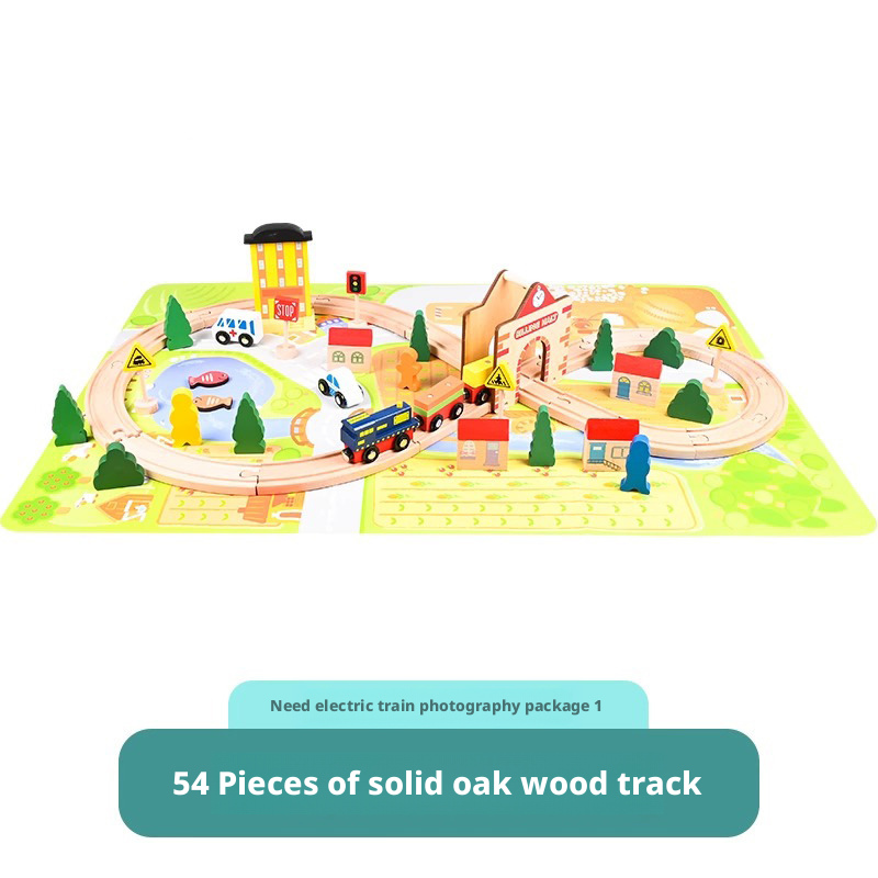 High speed rail wooden track car simulation electric train wooden small train toy package 206