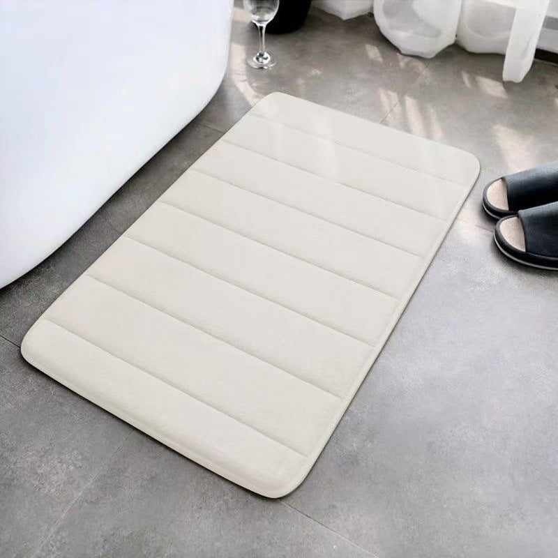 Striped seam coral fleece floor mat, anti slip and dirt resistant foot mat for bathroom and toilet 583