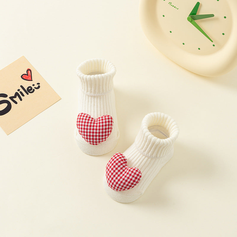 Newborn baby A-type cotton adhesive anti slip cartoon floor socks 075