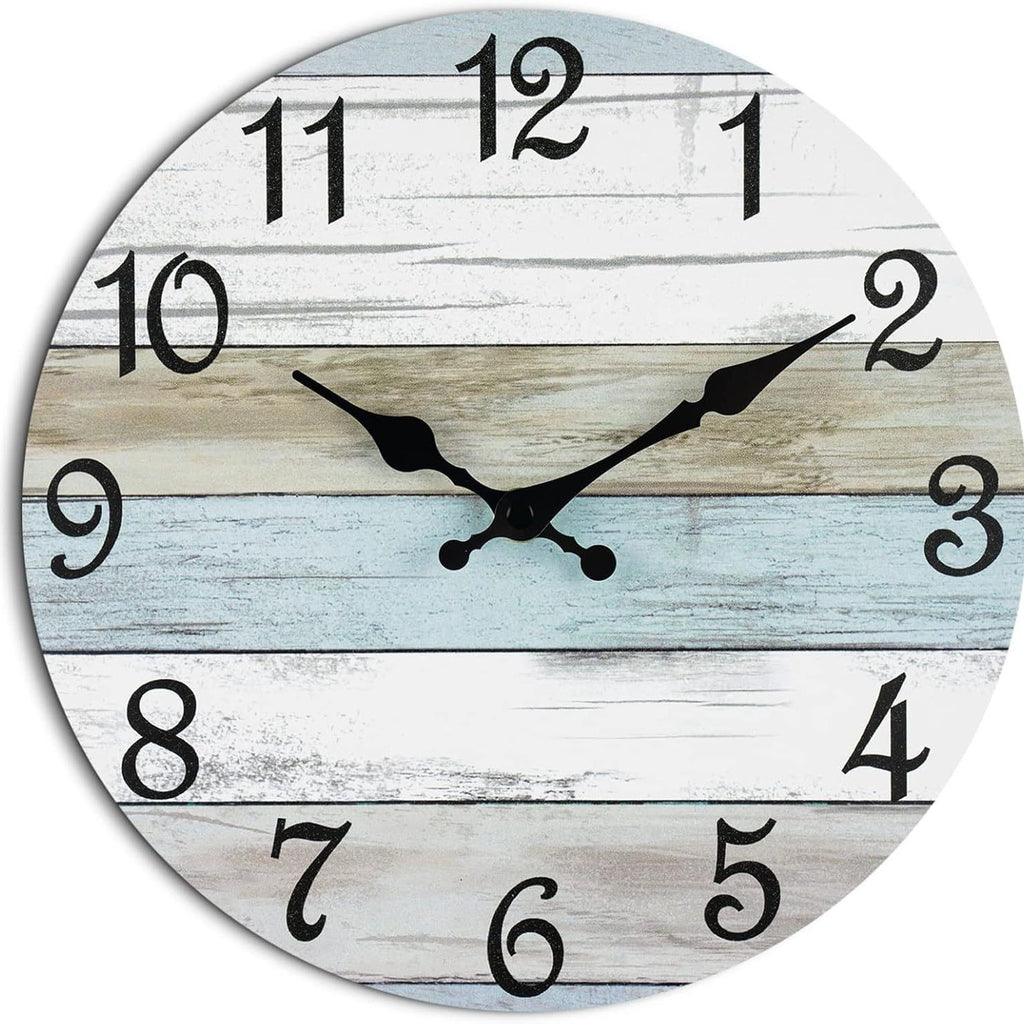 Simple wood grain living room clock, silent circular clock, wall mounted clock, home living room decoration clock 586