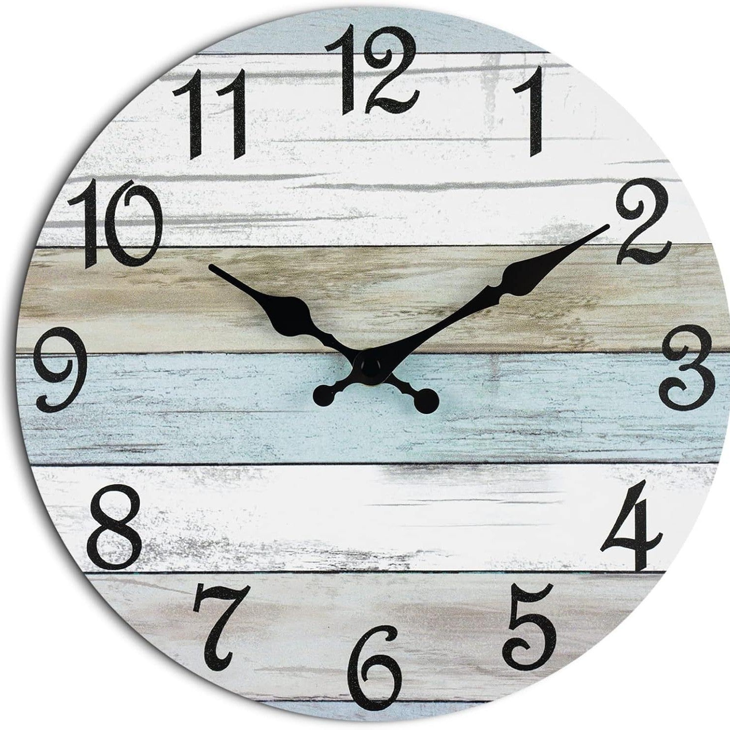 Simple wood grain living room clock, silent circular clock, wall mounted clock, home living room decoration clock 586