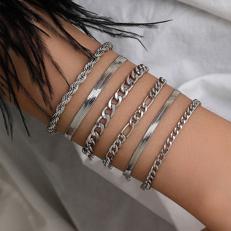 Fashionable explosive exquisite metal set bracelet 5-piece set 280
