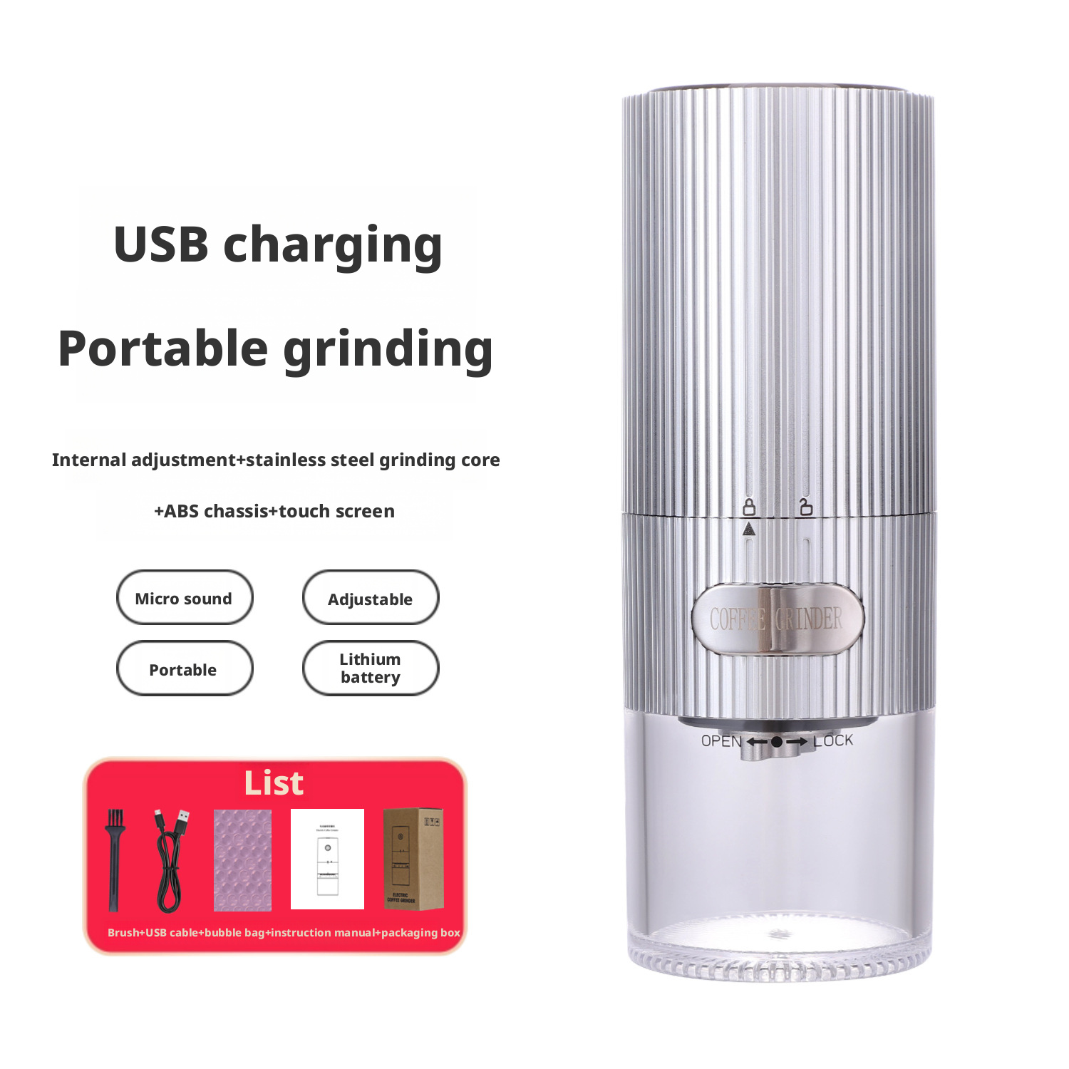 Coffee bean grinder, electric grinder, grinding machine 164