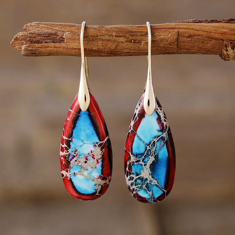 Bohemian Emperor Stone Droplet Pendant Earrings 275