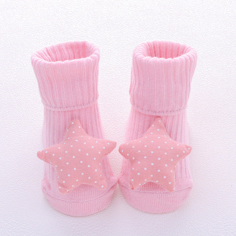 Newborn baby A-type cotton adhesive anti slip cartoon floor socks 075