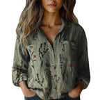 Women's shirt top V-neck printed shirt 082