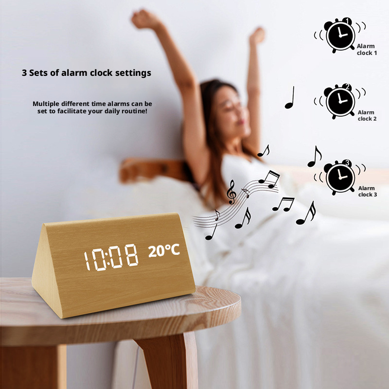 LED digital high-definition display alarm clock, children, students, elderly, lazy, study, voice controlled smart clock 587