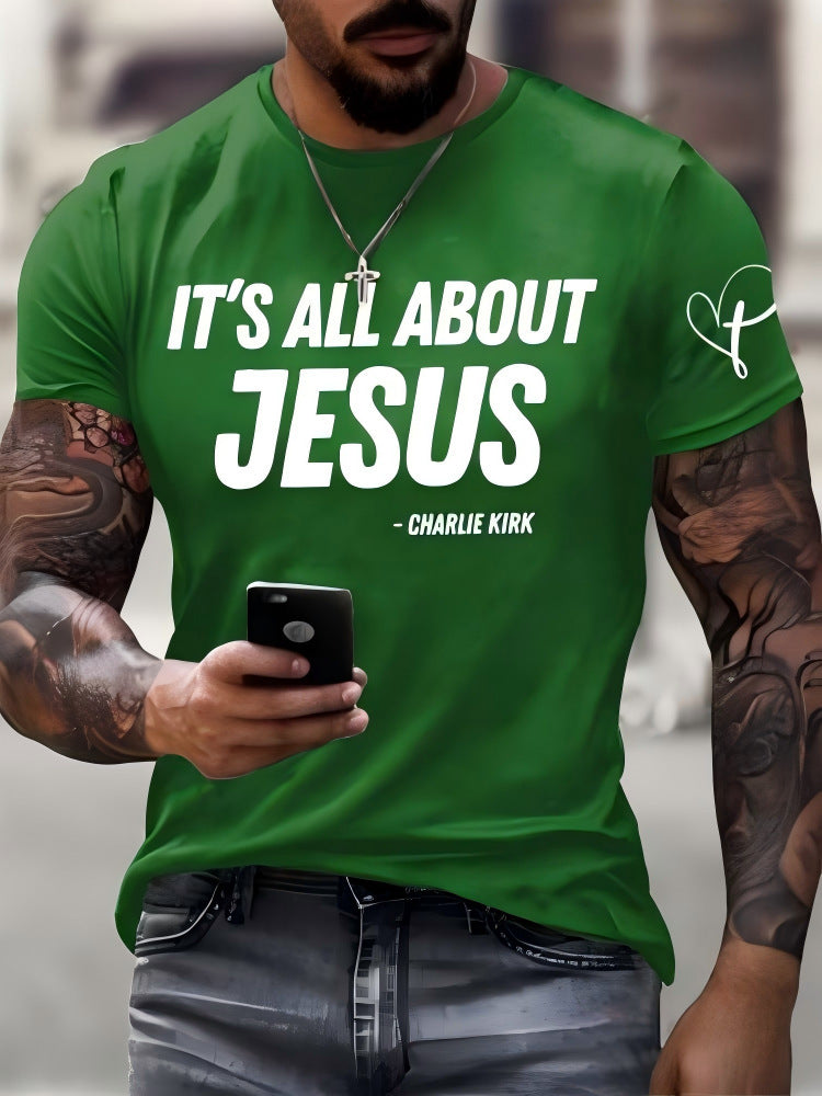 Men's slim fit short-sleeved T-shirt with exclusive logo print, comfortable and versatile 482