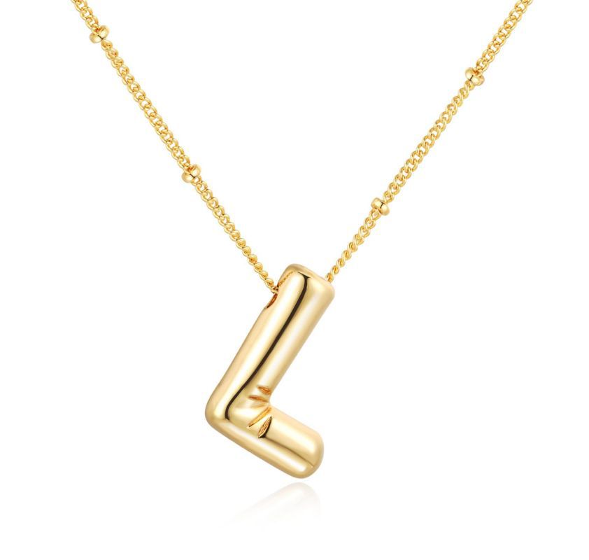26 letter necklace stainless steel chubby bubble letter English necklace 263