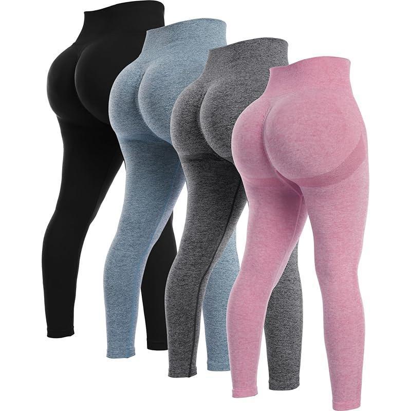 4 Piece Butt Lifting Workout Leggings for Women Seams Gym 430