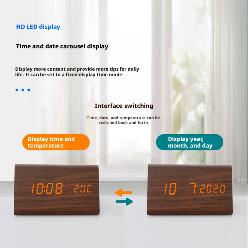 LED digital high-definition display alarm clock, children, students, elderly, lazy, study, voice controlled smart clock 587