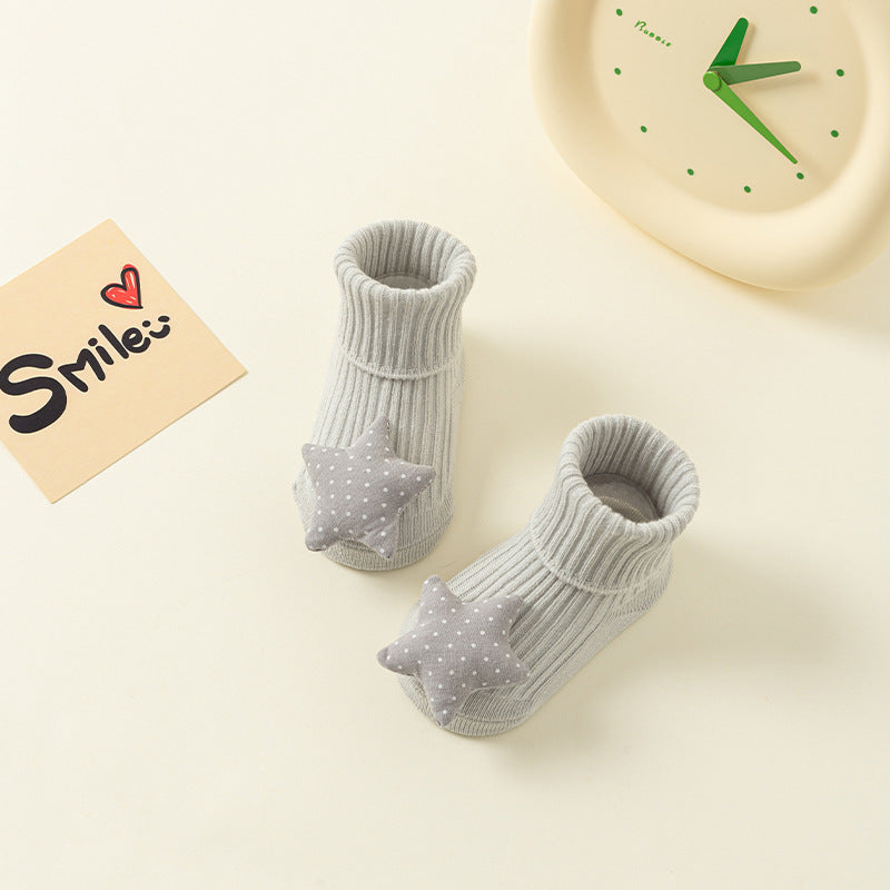Newborn baby A-type cotton adhesive anti slip cartoon floor socks 075