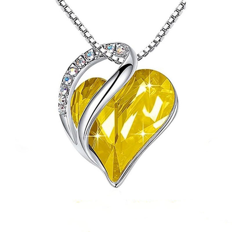 Love shaped geometric birth stone necklace jewelry women's collarbone chain gift 298