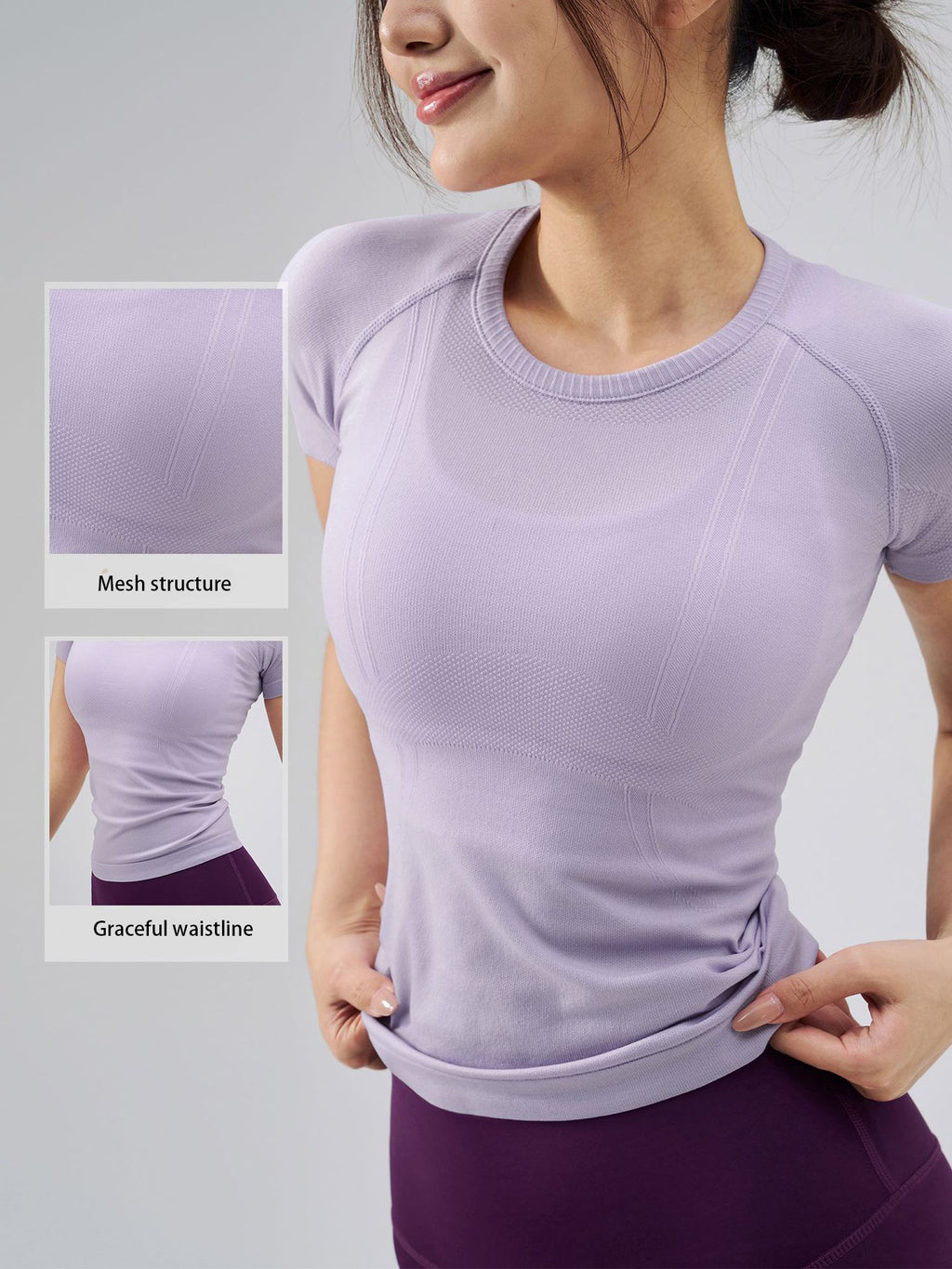 7A Antibacterial Slimming Yoga Short-Sleeve Crew Neck Breathable Running Sports T-Shirt 42001TX
