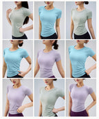 7A Antibacterial Slimming Yoga Short-Sleeve Crew Neck Breathable Running Sports T-Shirt 42001TX
