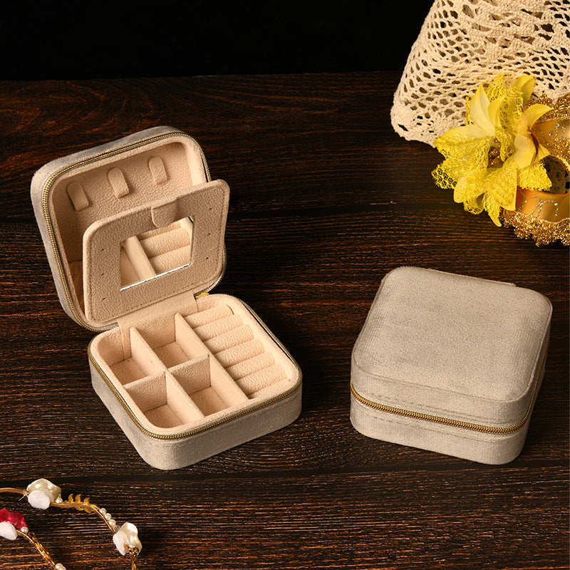 Simple and high-end ins swan velvet jewelry box with mirror 258