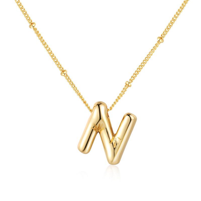 26 letter necklace stainless steel chubby bubble letter English necklace 263