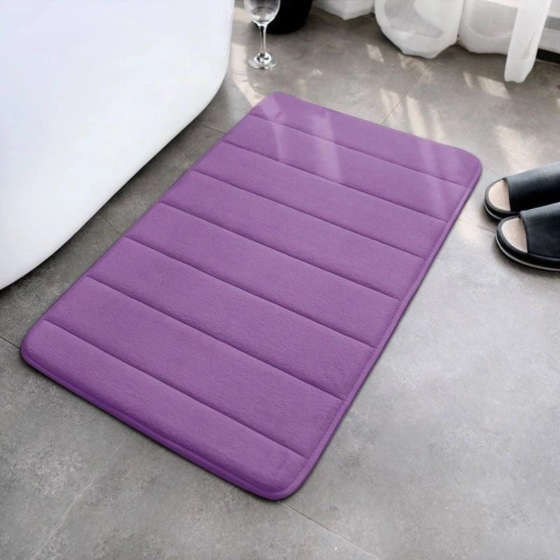 Striped seam coral fleece floor mat, anti slip and dirt resistant foot mat for bathroom and toilet 583