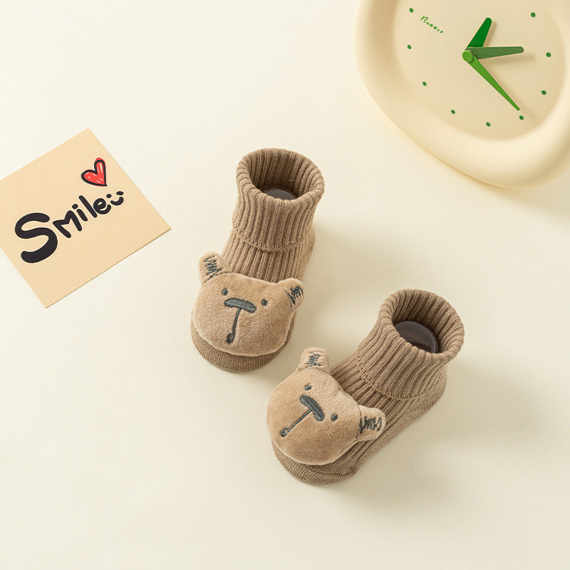 Newborn baby A-type cotton adhesive anti slip cartoon floor socks 075