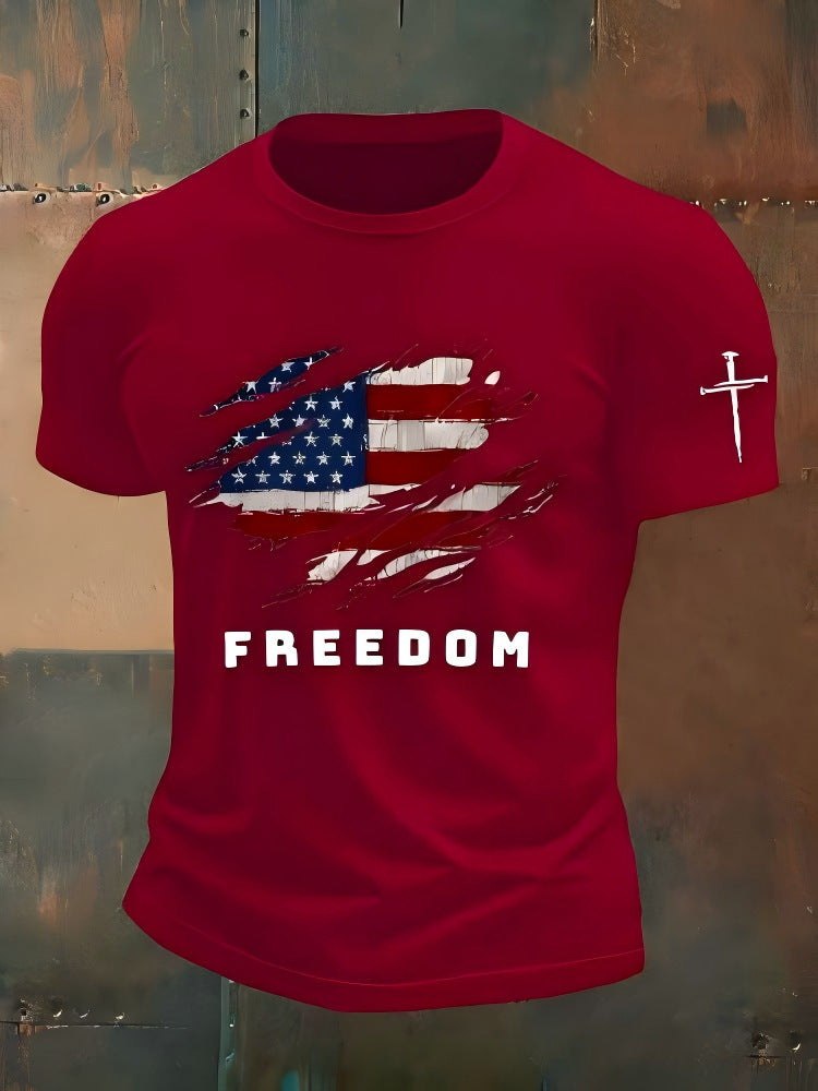 Men's slim fit short-sleeved T-shirt with exclusive logo print, comfortable and versatile 482