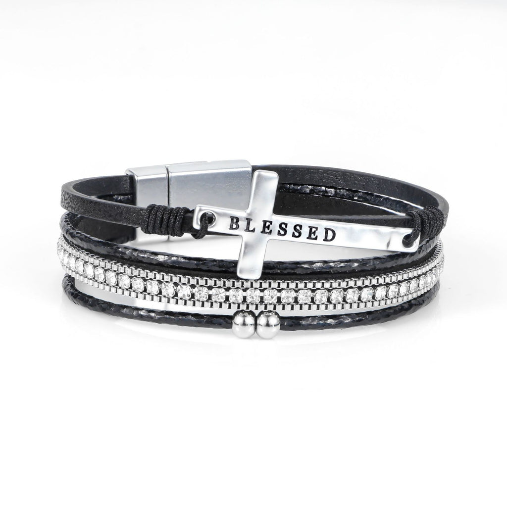 Bohemian hand woven leather bracelet, multi-layer PU bracelet 297