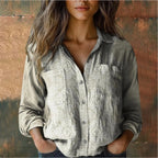 Women's shirt top V-neck printed shirt 082