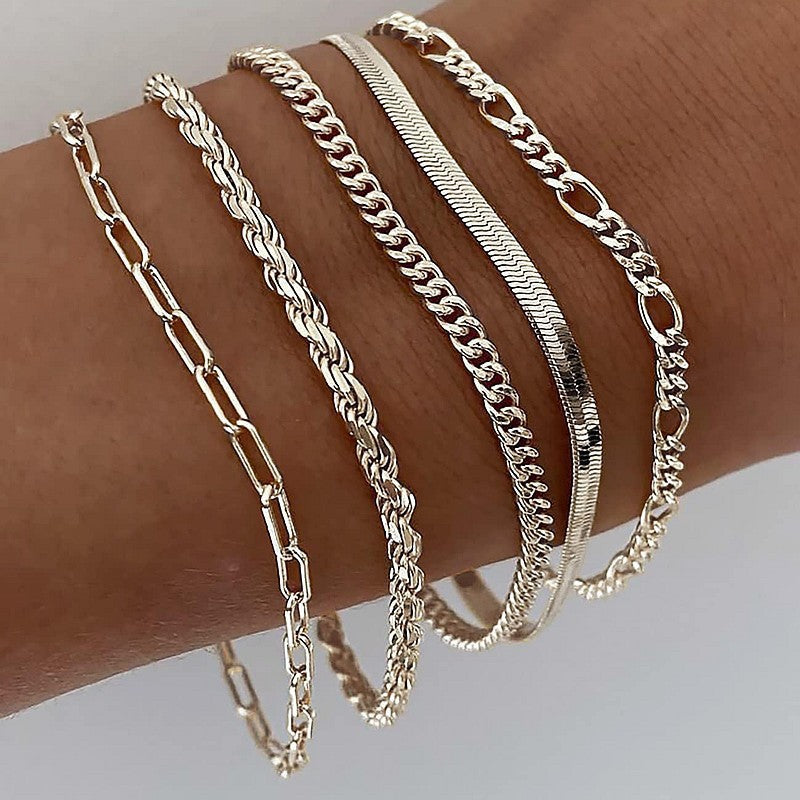 Fashionable explosive exquisite metal set bracelet 5-piece set 280