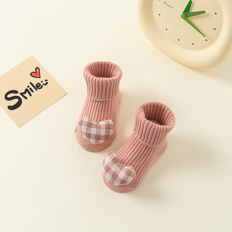Newborn baby A-type cotton adhesive anti slip cartoon floor socks 075