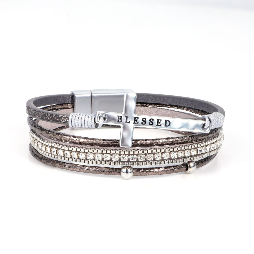 Bohemian hand woven leather bracelet, multi-layer PU bracelet 297