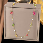 Shell necklace women's titanium steel lock chain 080