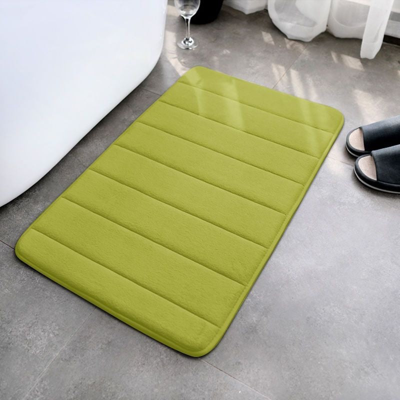 Striped seam coral fleece floor mat, anti slip and dirt resistant foot mat for bathroom and toilet 583