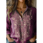 Women's shirt top V-neck printed shirt 082