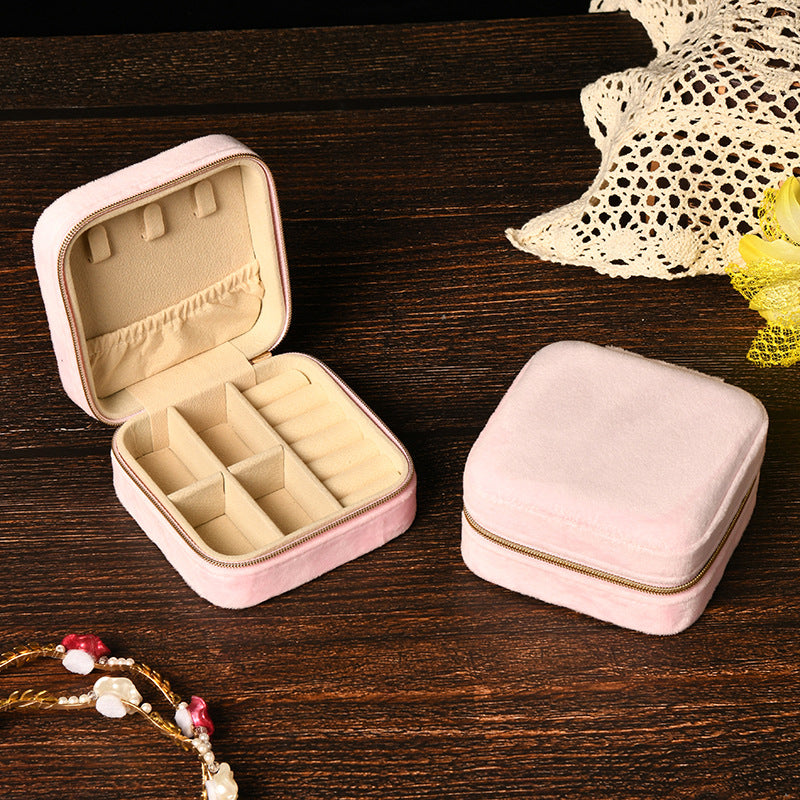 Simple and high-end ins swan velvet jewelry box with mirror 258