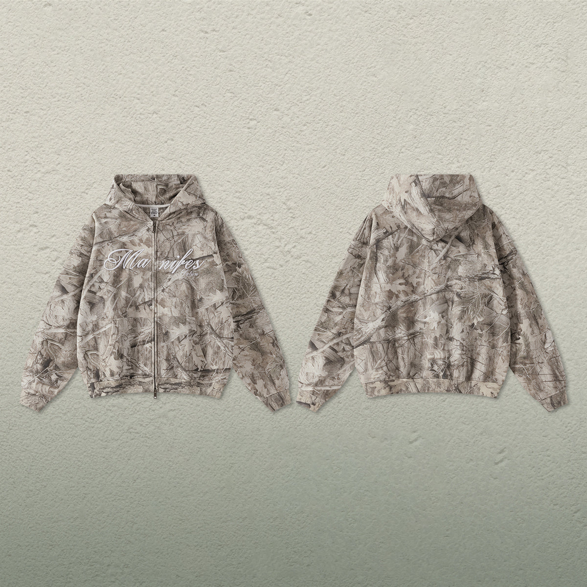 Autumn and winter heat transfer camouflage letters 3D embroidery plus velvet hooded sweatshirt zipper jacket men7609