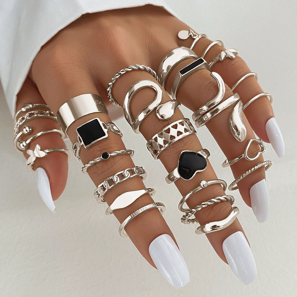 Electrophoretic Black Butterfly Diamond Set Ring Pearl Ring 289