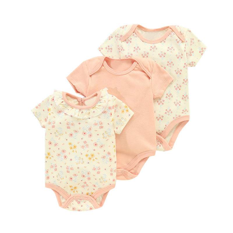 Cotton baby clothes three piece set fart clothes short sleeves summer 091