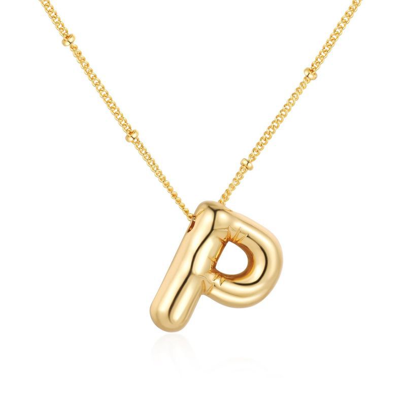 26 letter necklace stainless steel chubby bubble letter English necklace 263