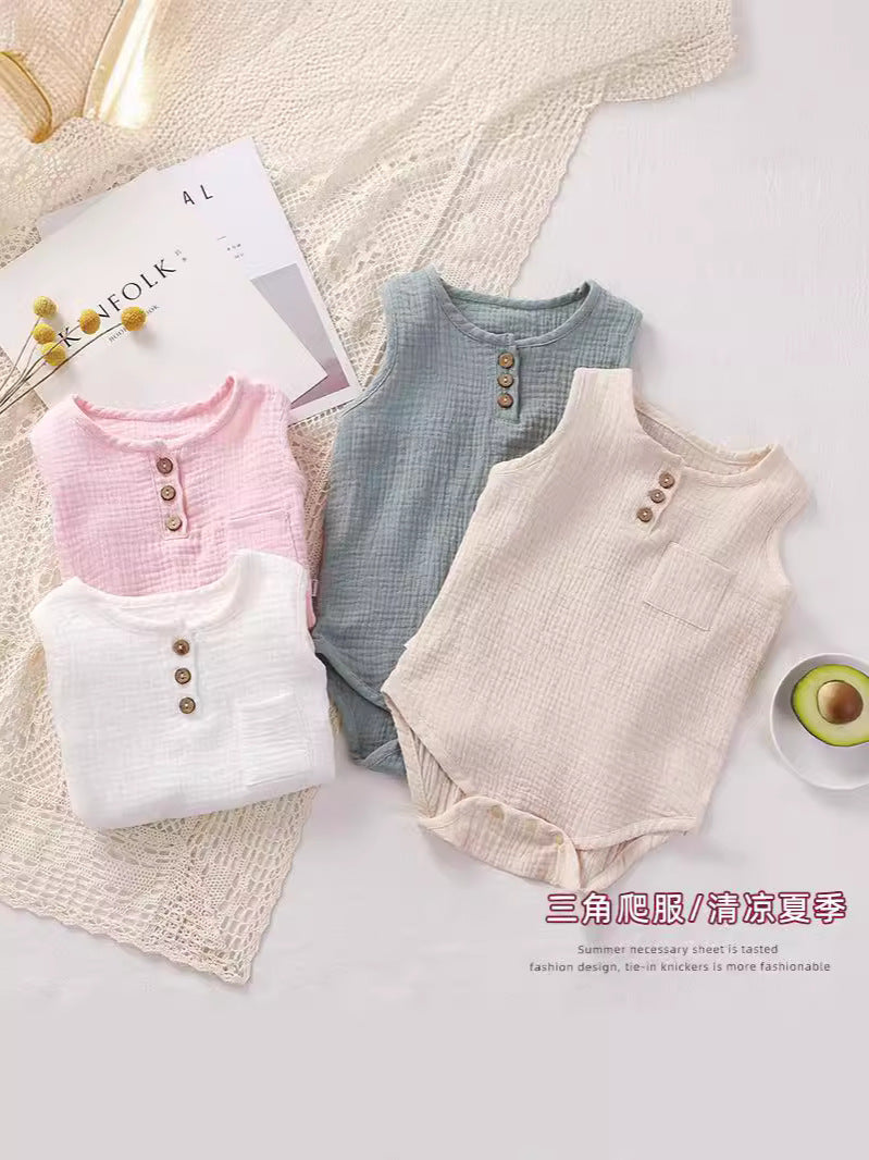 Baby jumpsuit summer thin cotton gauze for male and female babies 073