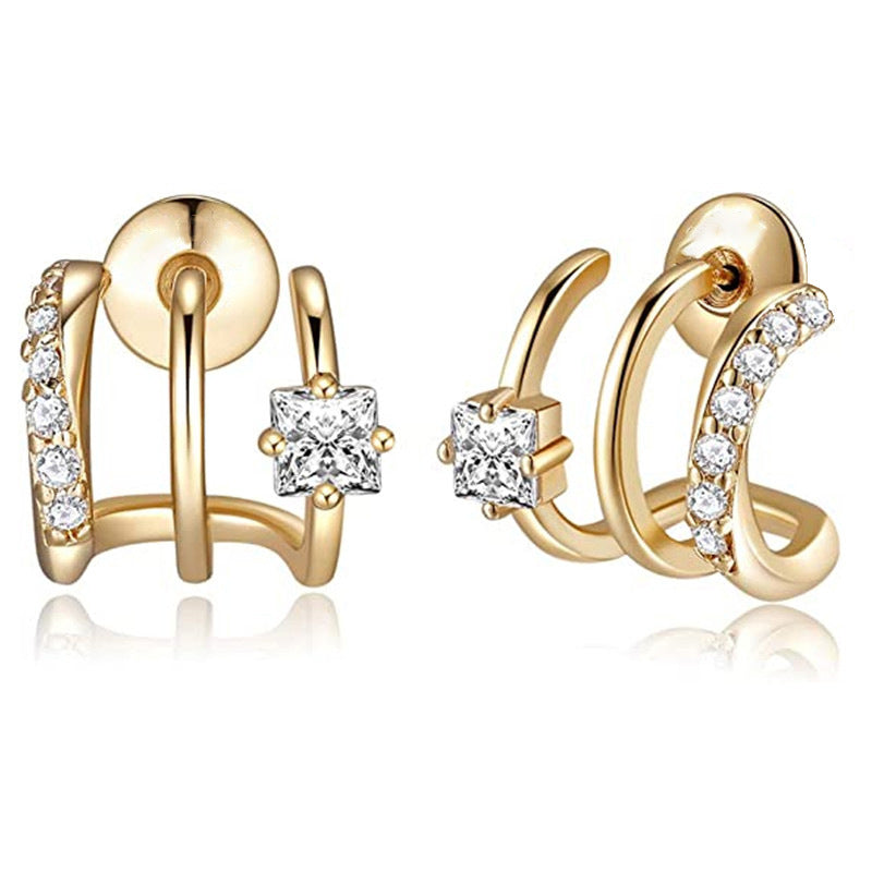 Cao Shidian Diamond Zircon Three Claw Curved Line Earpiece 282