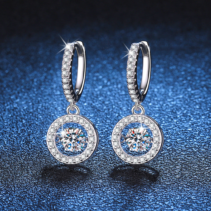 Dynamic and explosive s925 sterling silver earrings with moissanite 50 points 272