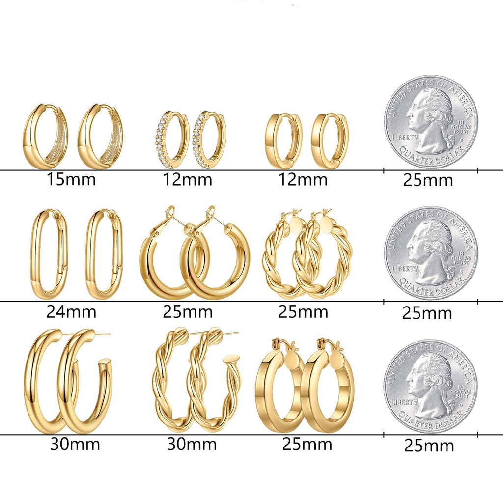 Copper round tube plated with 18K gold, circle earrings thickened 267