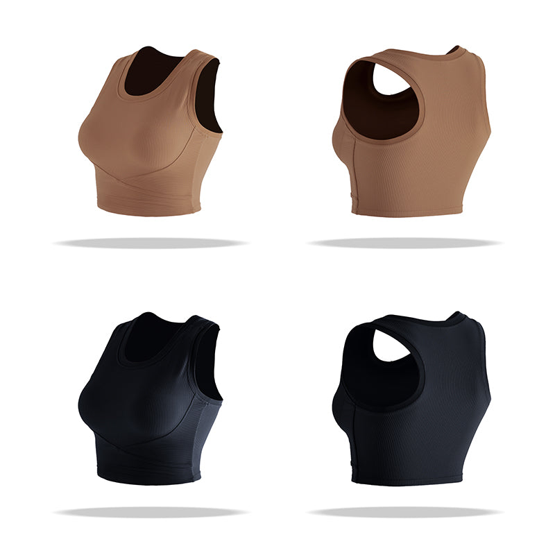 FPS Fixed Cup Sports Vest One-Piece Fitted Slimming Fitness Bra 1506WX