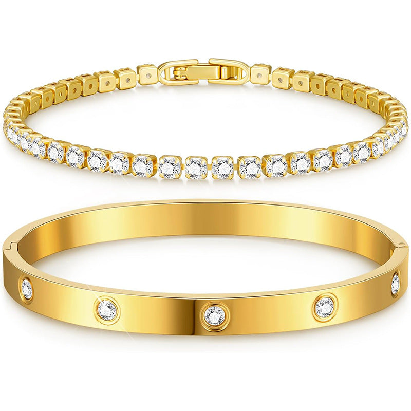 Fashionable zircon inlaid diamond bracelet set 287