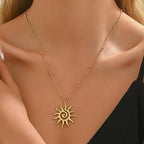 Spiral Sun Pendant Necklace for Women 079
